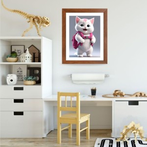 AI Funny Cute Cat Art Picture for Kids - 10x14 inches, Brown Color - Perfect Wall Decor for Children's Room