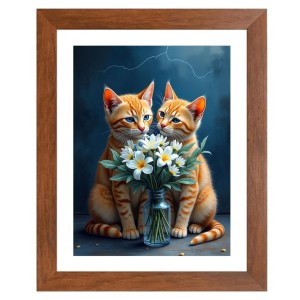 AI Funny Cute Cat Art Picture for Kids - 10x14 inches, Brown Color - Perfect Wall Decor for Children's Room