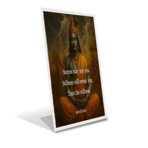 Car Desk/Table Top Shree Krishna Acrylic L-Style Photo Stand - 2.5x3.5 Inches, Compact And Stylish Spiritual Display (F6680)