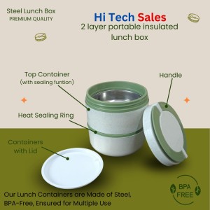 Hi Tech Sales Double Layer Lunch Box with Handle Insulated Food Storage Container for Home, Office, or Travel – Color May Vary and Stainless Steel Water Bottle 1000 ml Free Hi Tech Sales Double Layer Lunch Box with Handle Insulated Food Storage Container for Home, Office, or Travel – Color May Vary and Stainless Steel Water Bottle 1000 ml Free