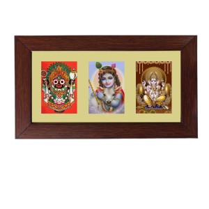 Sri Jagannath, Sri krishna and Sri Ganesh Color Photo Frame - 5x7 Inch, Elegant Religious Home & Temple Decor Sri Jagannath, Sri krishna and Sri Ganesh Color Photo Frame - 5x7 Inch, Elegant Religious Home & Temple Decor