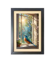 The colorful bird Black Photo Frame Funny Animal and Bird Cartoon Art