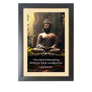 Buddha & His Famous Quote Photo Frame - Brown Frame, 11x15 Inches, Perfect for Office & Wall Decoration, Ideal Gift