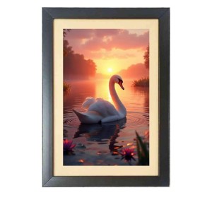 The beautiful swan in the sunset Photo Frame Funny Animal and Bird Cartoon Art, Black color, 17x21 Inch The beautiful swan in the sunset Photo Frame Funny Animal and Bird Cartoon Art, Black color, 17x21 Inch