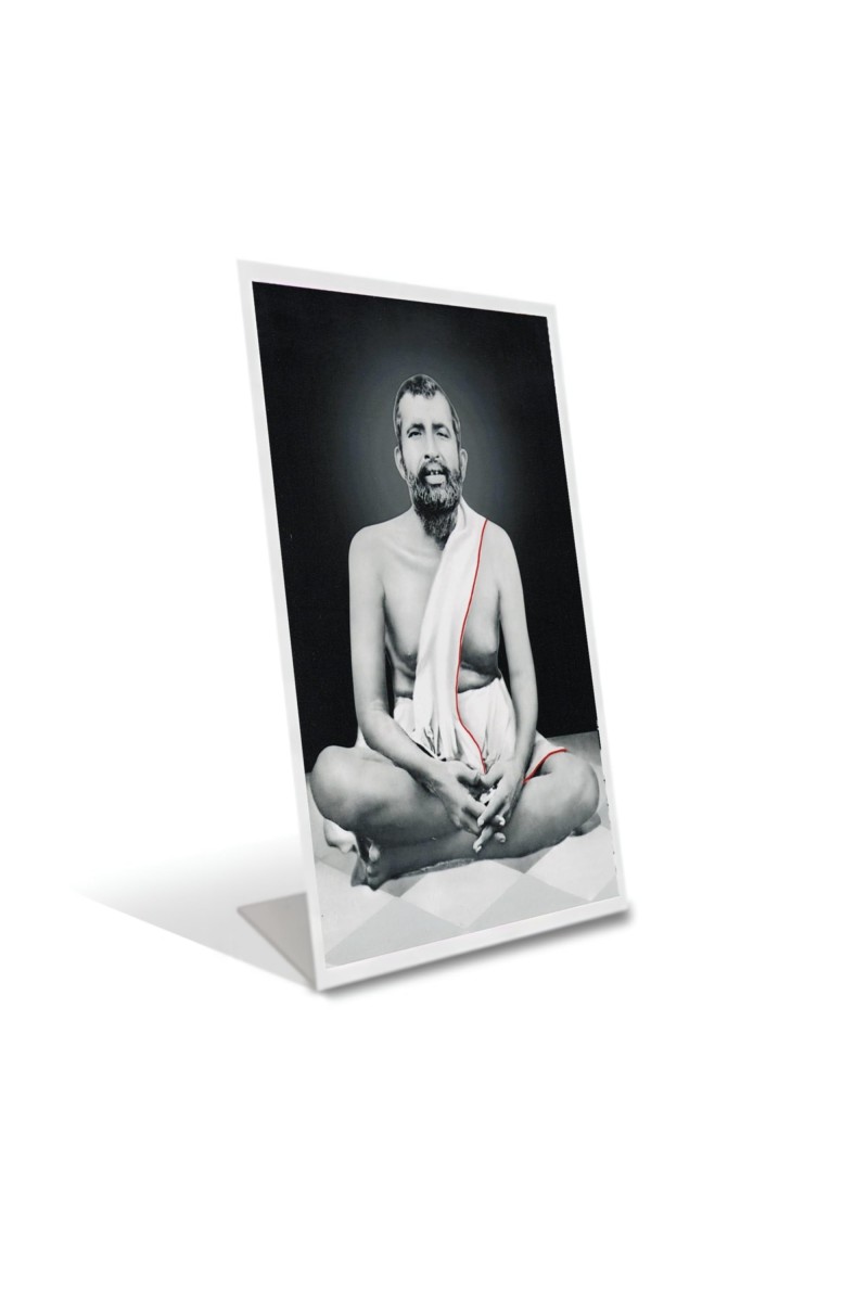Car Desk/Table Top Sri Ramkrishna Acrylic L-Style Photo Stand - 2.5x3.5 Inches, Compact And Stylish Spiritual Display (F6703)