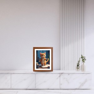 AI Funny Cute Cat Art Picture for Kids - 10x14 inches, Brown Color - Perfect Wall Decor for Children's Room AI Funny Cute Cat Art Picture for Kids - 10x14 inches, Brown Color - Perfect Wall Decor for Children's Room