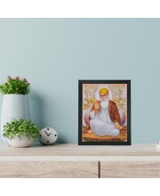 Hitech Sales Guru Nanak Dev ji Polystyrene Photo Frame for Pooja Room, Temple Decor, Home Decoration and Gifting (Wall and Tabletop, Rectangular, Printed Photo, 7.12 x 9.12 inches Frame, Black)