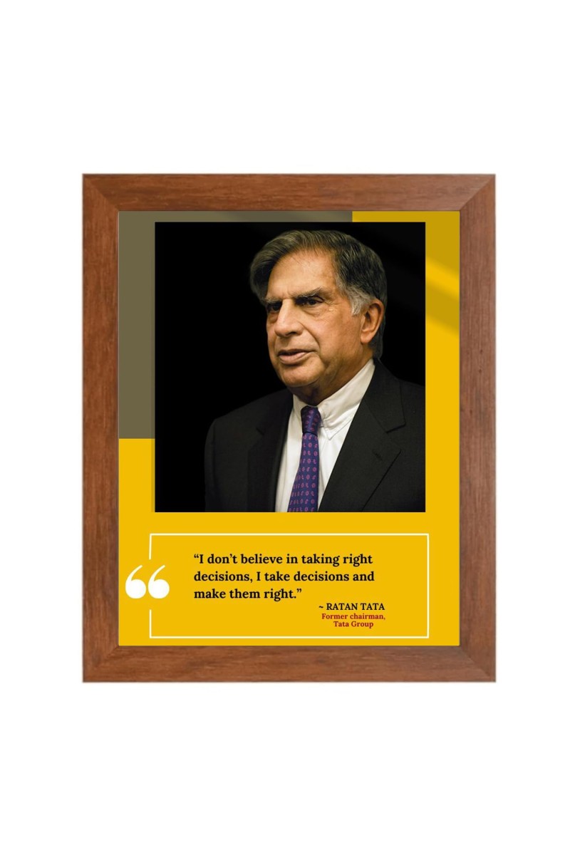 Shree Ratan Naval Tata & Famous Quote Brown Frame, 18x22InchesInspirational Wall Art for Office, Home DecorIdeal Spiritual Gift