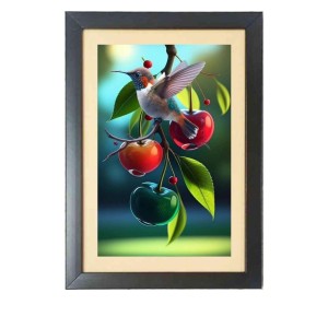 A bird is flying over an apple tree Photo Frame Funny Animal and Bird Cartoon Art, Black color, 13x17 Inch A bird is flying over an apple tree Photo Frame Funny Animal and Bird Cartoon Art, Black color, 13x17 Inch