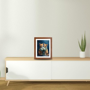 AI Funny Cute Cat Art Picture for Kids - 10x14 inches, Brown Color - Perfect Wall Decor for Children's Room
