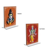 Lord Shiva & Lord Vishnu Acrylic T-Style Photo Stand - 11x13 Inches, Compact and Stylish Spiritual Display, easily change 2 photos (Pack of 1)