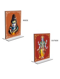 Lord Shiva & Lord Vishnu Acrylic T-Style Photo Stand, Compact and Stylish Spiritual Display, easily change 2 photos (Pack of 1)