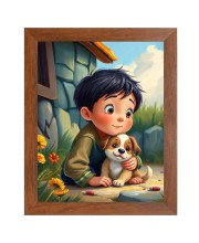 AI Funny Boy with Cute Dog Art Picture for Kids - 12x16 inches, Brown Color - Perfect Wall Decor for Children's Room AI Funny Boy with Cute Dog Art Picture for Kids - 12x16 inches, Brown Color - Perfect Wall Decor for Children's Room