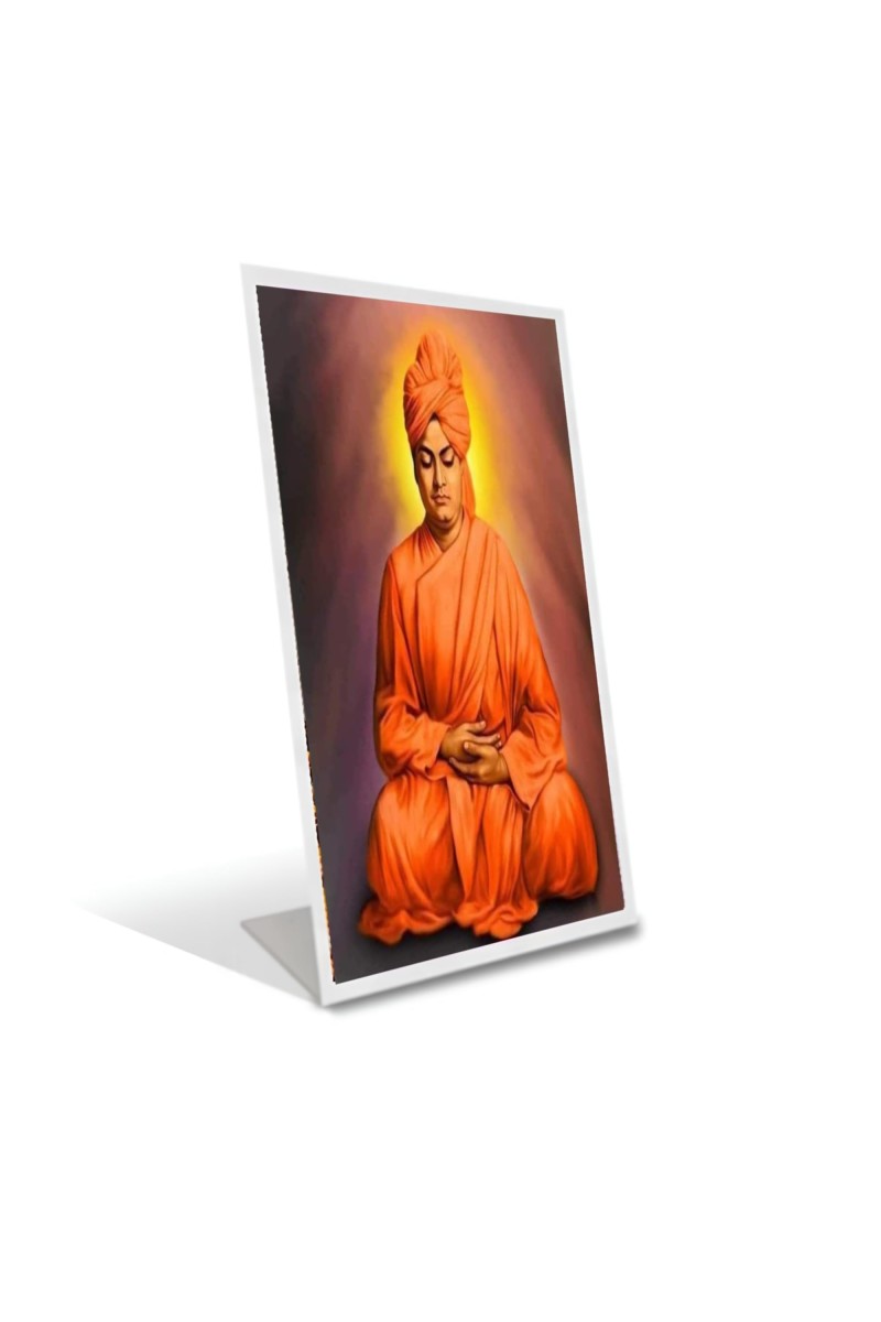Car Desk/Table Top Sri Swami Vivekananda Acrylic L-Style Photo Stand - 2.5x3.5 Inches, Compact And Stylish Spiritual Display (F6709)