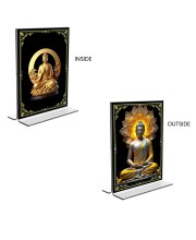 Buddha Acrylic T-Style Photo Stand - 11x13 Inches, Compact and Stylish Spiritual Display, easily change 2 photos (Pack of 1)