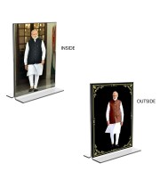 Sri Narendra Modi Acrylic T-Style Photo Stand - 9x11 Inches, Compact and Stylish Spiritual Display, easily change 2 photos (Pack of 1)