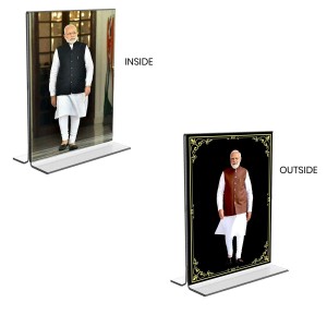 Sri Narendra Modi Acrylic T-Style Photo Stand, Compact and Stylish Spiritual Display, easily change 2 photos (Pack of 1) Sri Narendra Modi Acrylic T-Style Photo Stand, Compact and Stylish Spiritual Display, easily change 2 photos (Pack of 1)