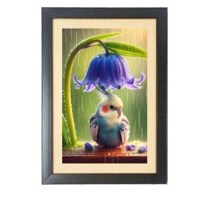 Purple color bird under roof of purple colour flower Photo Frame Funny Animal and Bird Cartoon Art, Black color, 11x15 Inch Purple color bird under roof of purple colour flower Photo Frame Funny Animal and Bird Cartoon Art, Black color, 11x15 Inch