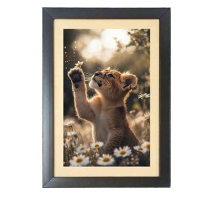 The fierce tiger gently held a delicate flower Black Photo Frame Funny Animal and Bird Cartoon Art The fierce tiger gently held a delicate flower Black Photo Frame Funny Animal and Bird Cartoon Art