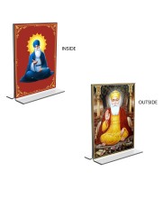 Guru Nanak Acrylic T-Style Photo Stand - 7x9 Inches, Compact and Stylish Spiritual Display, easily change 2 photos (Pack of 1)