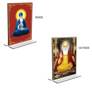 Guru Nanak Acrylic T-Style Photo Stand - 11x13 Inches, Compact and Stylish Spiritual Display, easily change 2 photos (Pack of 1)