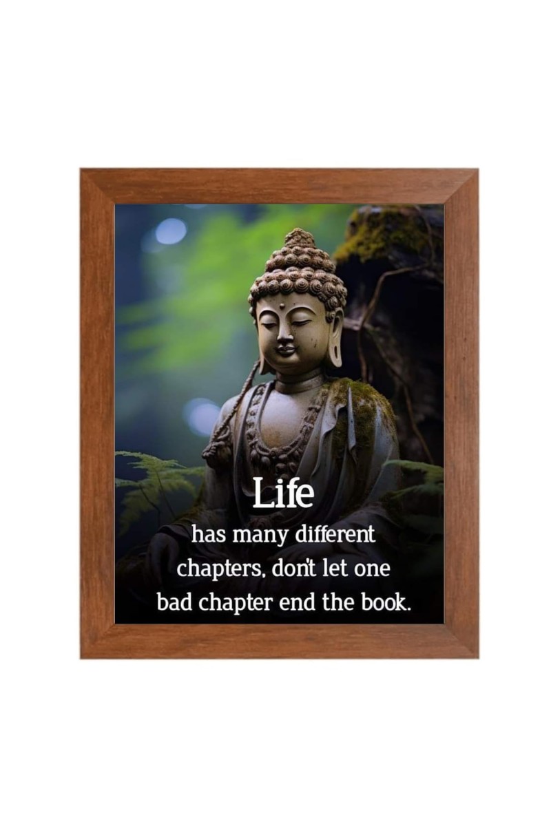 Buddha & His Famous Quote Photo Frame - Brown Frame, Perfect for Office & Wall Decoration, Ideal Gift