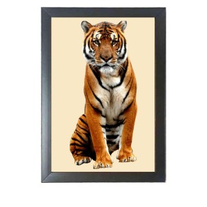 The tiger looking seriously Black Photo Frame Funny Animal and Bird Cartoon Art