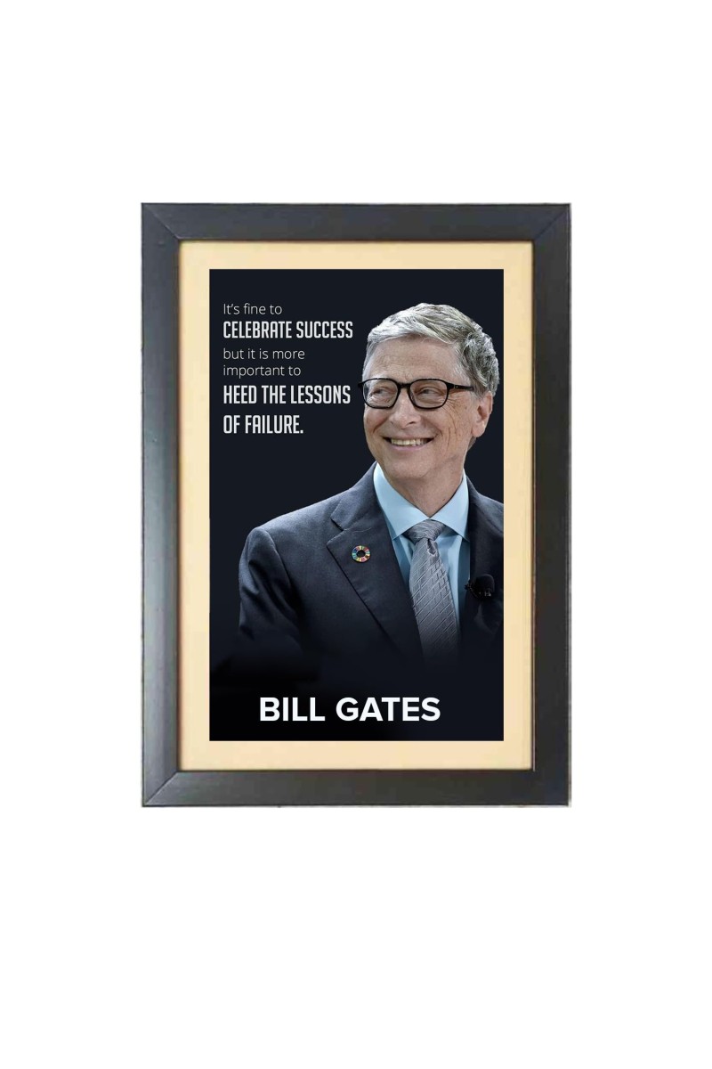 Bill Gates & His Famous Quote Photo Frame - Brown Frame, 11x15 Inches, Perfect for Office & Wall Decoration, Ideal Gift