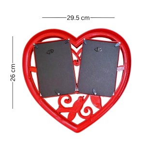 HiTechMart Romantic Red Heart-Shaped Double Photo Frame – Love-Themed Home Décor, 4x6 Inches (10x15cm) – Perfect for Couples, Weddings, Anniversaries & Valentine’s Day Gift