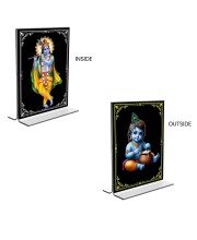 Sri Krishna Acrylic T-Style Photo Stand - 11x13 Inches, Compact and Stylish Spiritual Display, easily change 2 photos (Pack of 1)
