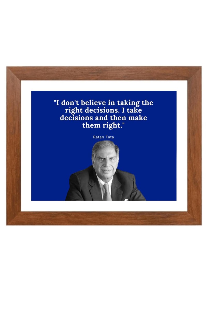 Shree Ratan Naval Tata & Famous Quote Brown Frame, 18x22InchesInspirational Wall Art for Office, Home DecorIdeal Spiritual Gift