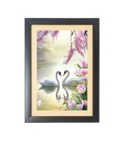 Two lovely swans Black Photo Frame Funny Animal and Bird Cartoon Art