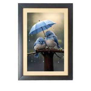 Love birds under umbrella Photo Frame Funny Animal and Bird Cartoon Art, Black color, 13x17 Inch Love birds under umbrella Photo Frame Funny Animal and Bird Cartoon Art, Black color, 13x17 Inch