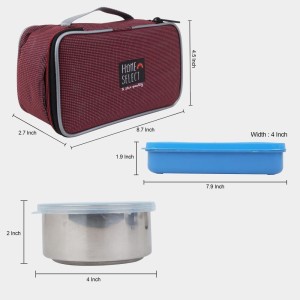 Steel Lunch Box, 3 Containers and 1 Bag, Plastic and Steel, Big Container: 1.9 X 4 X 7.9 in, Small Container: 4 X 2 in, 2 Steel Containers, 1Plastic Container, 1Bag Steel Lunch Box, 3 Containers and 1 Bag, Plastic and Steel, Big Container: 1.9 X 4 X 7.9 in, Small Container: 4 X 2 in, 2 Steel Containers, 1Plastic Container, 1Bag