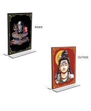 Lord Shiva Acrylic T-Style Photo Stand - 11x13 Inches, Compact and Stylish Spiritual Display, easily change 2 photos (Pack of 1)
