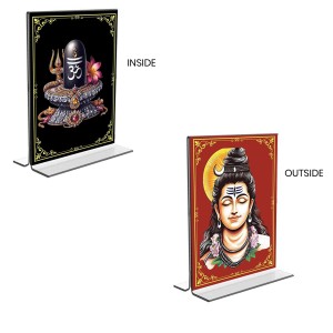 Lord Shiva Acrylic T-Style Photo Stand, Compact and Stylish Spiritual Display, easily change 2 photos (Pack of 1)