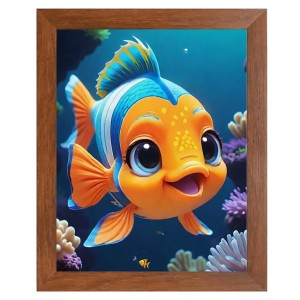 AI Funny Cute Fish Art Picture for Kids - 10x14 inches, Brown Color - Perfect Wall Decor for Children's Room AI Funny Cute Fish Art Picture for Kids - 10x14 inches, Brown Color - Perfect Wall Decor for Children's Room
