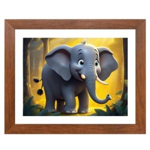 AI Funny Cute Elephant Art Picture for Kids - 10x14 inches, Brown Color - Perfect Wall Decor for Children's Room