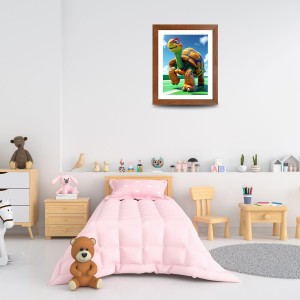AI Funny Cute Tortoise Art Picture for Kids - 10x14 inches, Brown Color - Perfect Wall Decor for Children's Room