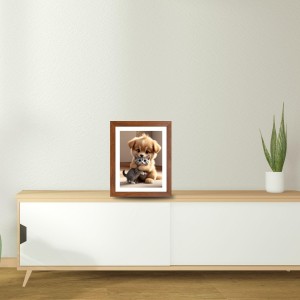 AI Funny Cute Dog & Cat Art Picture for Kids - 16x20 inches, Brown Color - Perfect Wall Decor for Children's Room