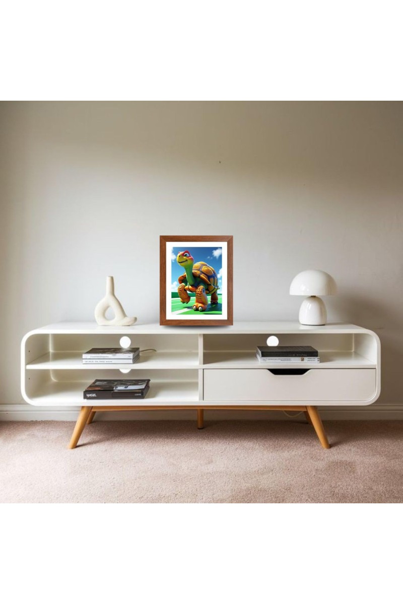 AI Funny Cute Tortoise Art Picture for Kids - 10x14 inches, Brown Color - Perfect Wall Decor for Children's Room