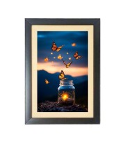 Beautiful butterfly flies are coming out of jar Black Photo Frame Funny Animal and Bird Cartoon Art Beautiful butterfly flies are coming out of jar Black Photo Frame Funny Animal and Bird Cartoon Art
