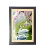 Two beautiful swans Black Photo Frame Funny Animal and Bird Cartoon Art