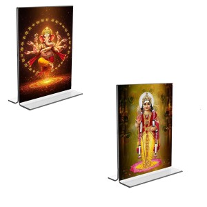 Car Desk/Table Top Sri Ganesh & Kartiyeka Acrylic T-Style Photo Stand - 2.5x3.5 Inches, Compact and Stylish Spiritual Display, easily change 2 photos (Pack of 1) Car Desk/Table Top Sri Ganesh & Kartiyeka Acrylic T-Style Photo Stand - 2.5x3.5 Inches, Compact and Stylish Spiritual Display, easily change 2 photos (Pack of 1)