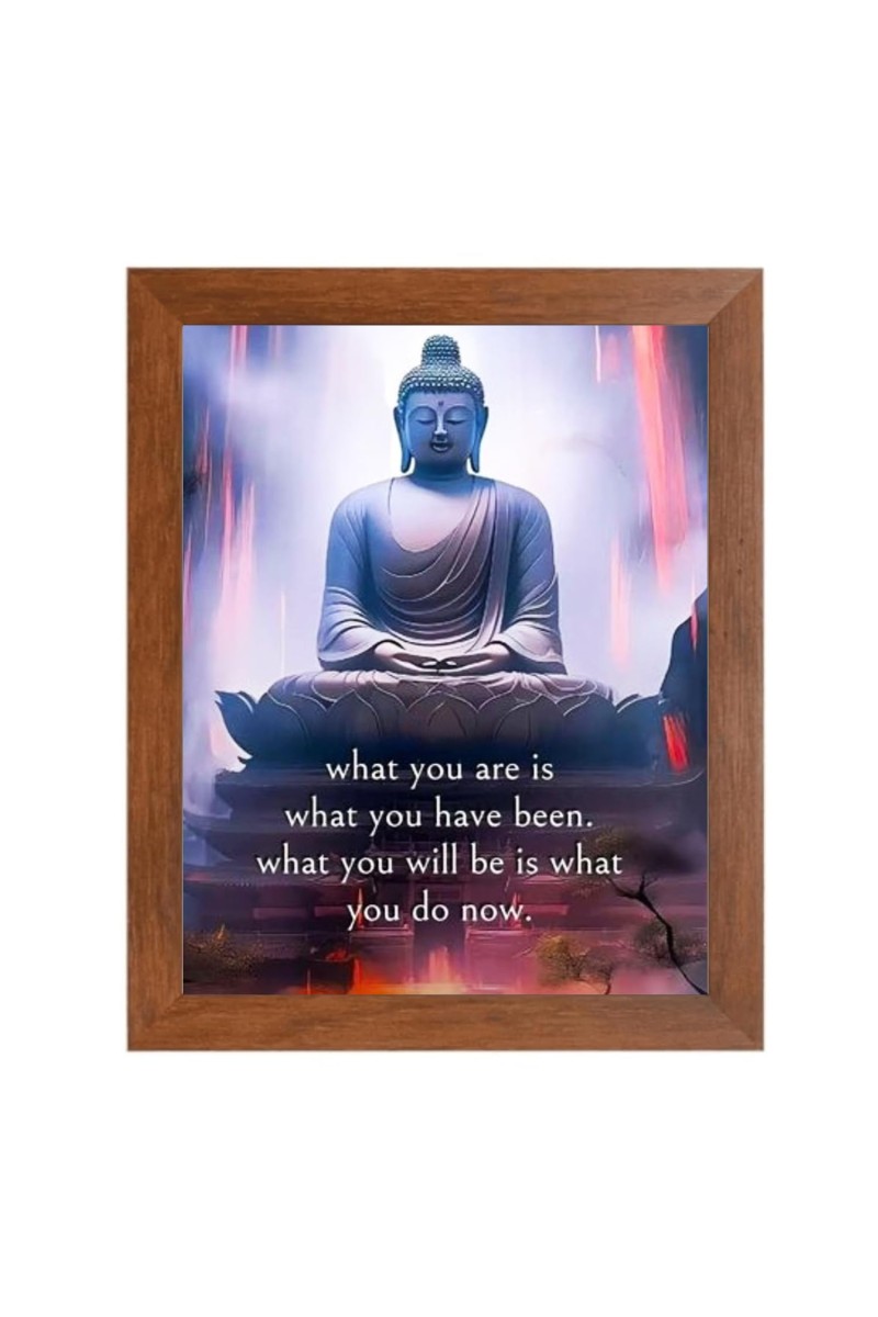 Buddha & His Famous Quote Photo Frame - Brown Frame, Perfect for Office & Wall Decoration, Ideal Gift