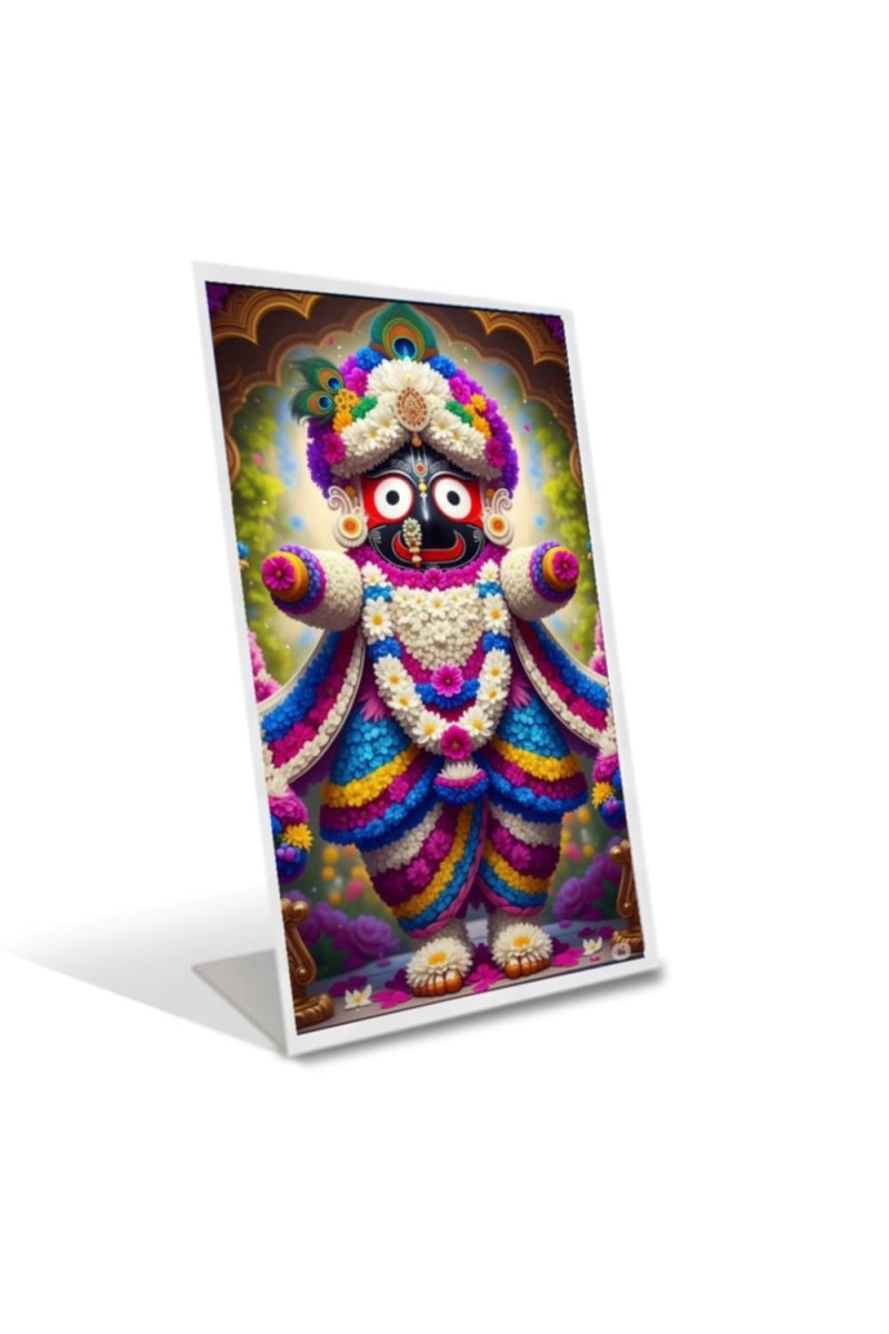 Car Desk/Table Top Jai Jagannath Acrylic L-Style Photo Stand - 2.5x3.5 Inches, Compact And Stylish Spiritual Display (F6660)