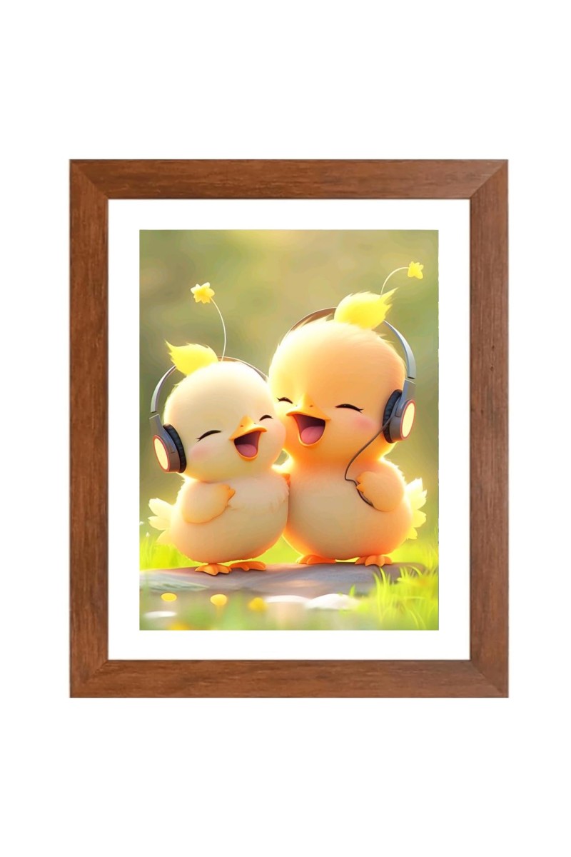 AI Funny Cute Duck Art Picture for Kids - 10x14 inches, Brown Color - Perfect Wall Decor for Children's Room