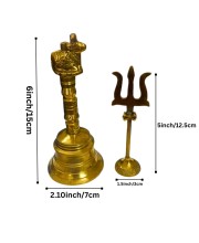 Pure Brass Nandi ghanti design with Trishul | Traditional Pooja Ghanti and Trishul Set for Mandir | Handcrafted Brass Religious Decor for Home, Temple & Festive Rituals (combo of 2)