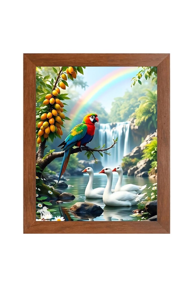 AI Funny Birds Art Picture for Kids - 14x18 inches, Brown Color - Perfect Wall Decor for Children's Room