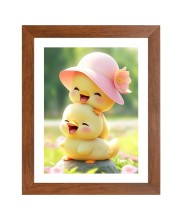 AI Funny Cute Duck Art Picture for Kids - 12x16 inches, Brown Color - Perfect Wall Decor for Children's Room